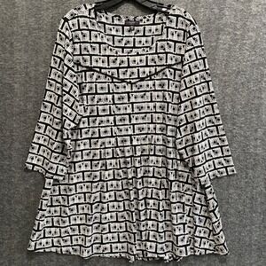 NEW Cocomo Woman Tunic Top Women 3X Black Eyelet Pleated Stretch Flowy Office